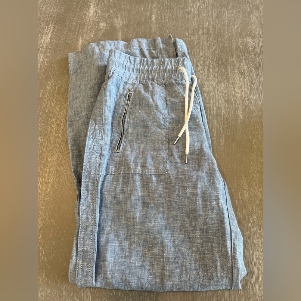 Athleta Light Cabo linen Blue lounge Wide Leg Pants women’s size 4 casual wear - Picture 3 of 11